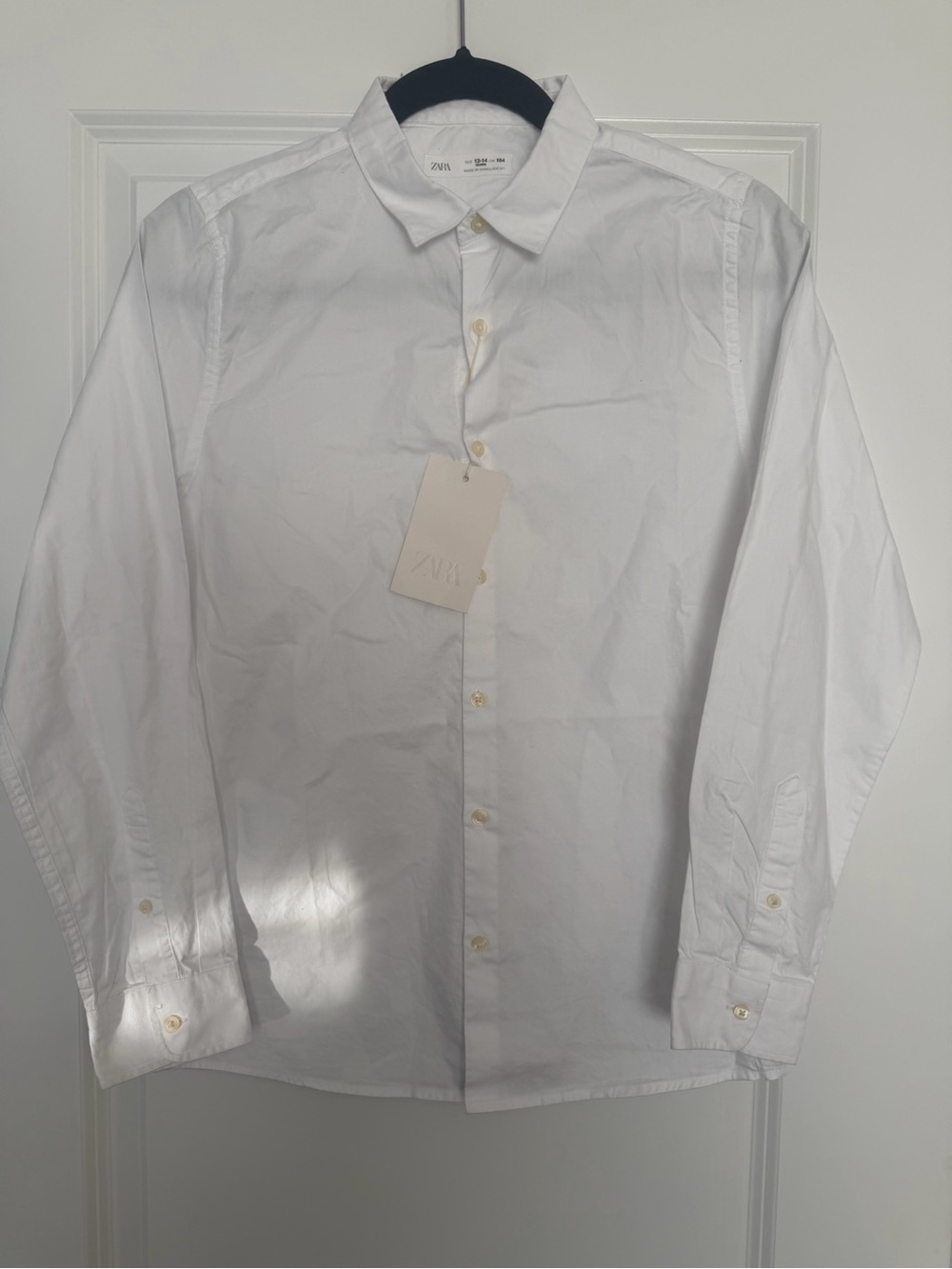 Zara Boy’s White Long-Sleeve Button-Up Shirt Size 13-14
